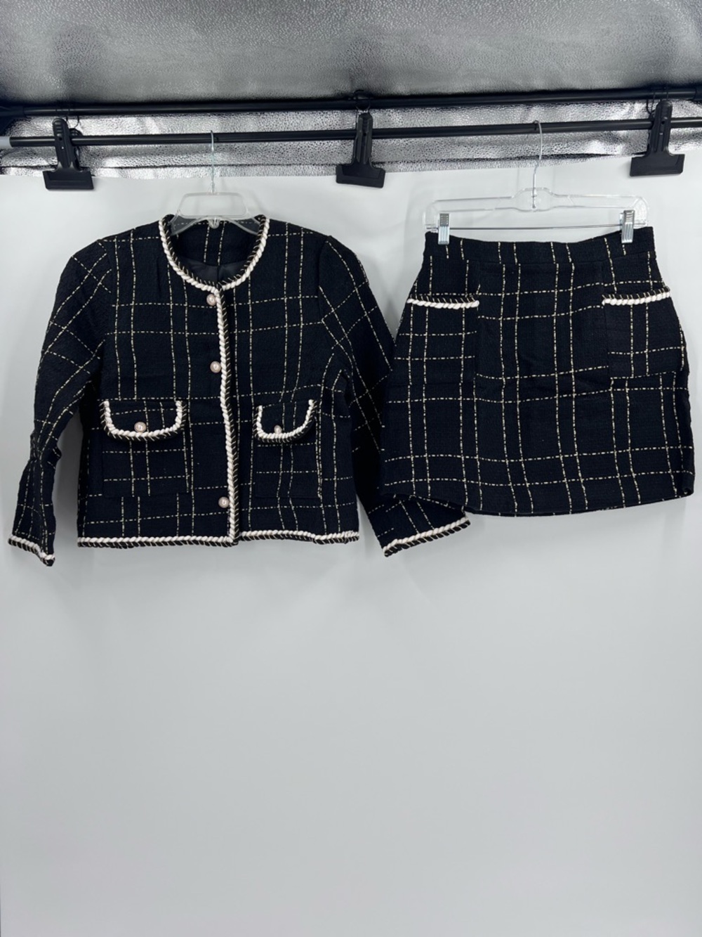 2 Piece Set Women Short Woolen Tweed Jacket Coat Skirt Set (see description) - Picture 2 of 9